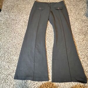 Ozone Women XL Charcoal Gray Flare Leg Trousers Triple Button High Rise Made USA